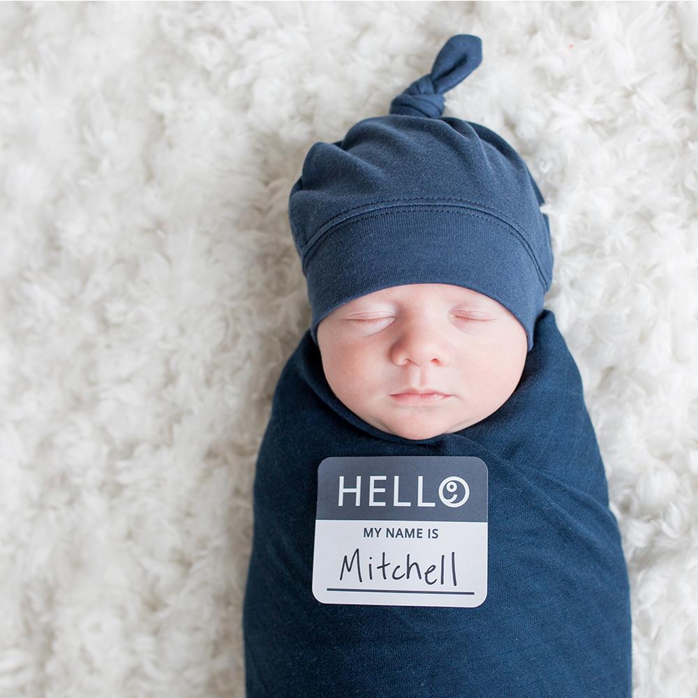 Lulujo Hello World Blanket Knotted Hat Set Marble